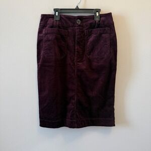 Anthropologie Maeve Corduroy Mid-Length Skirt – Wine – Size Medium – NWT